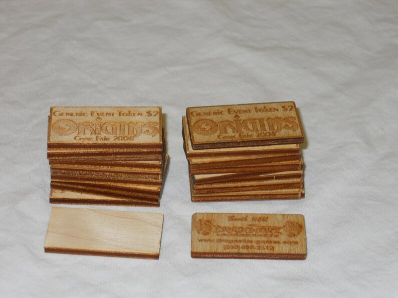 Lot of 20 rectangular wooden tokens Origins game convention | Etsy