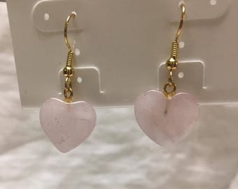rose quartz heart drop earrings