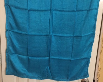 Single stripe blue silk scarf 32 in x 32 in.