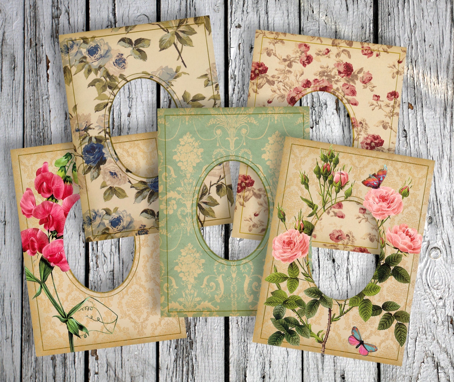 2.5x3.5 Vintage FLORAL FRAMES Junk Journal Etsy