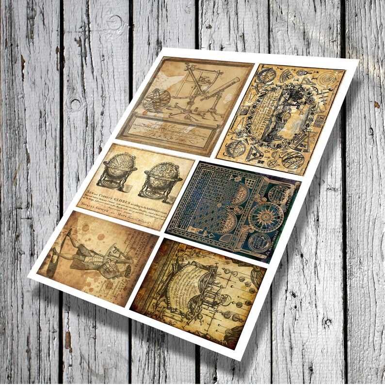 Journal Vintage Ephemera 13 Random ALCHEMY Cards Digital Collage Sheeet Download