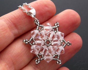Dazzling Crystal Snowflake Sparkling Frozen Winter Pendant Shimmer Glittering with Sterling Silver