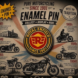 Vintage motorcykel emaljnål - Retro bikerjacka och ryggsäckstillbehör