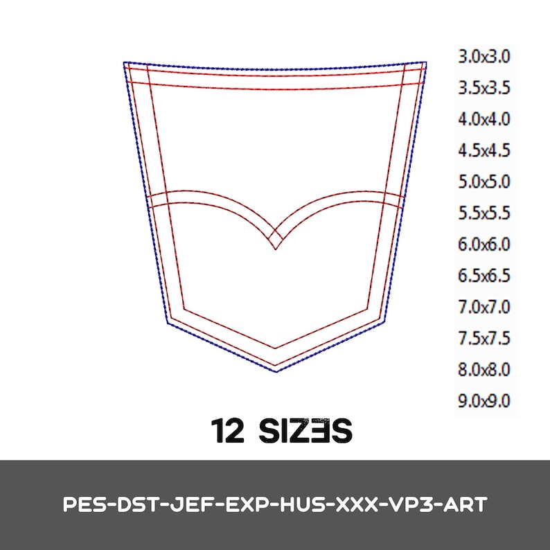 Jeans Pocket Embroidery Design, Denim Fake Pocket Machine File (instant ...