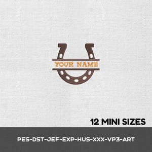 Mini Horseshoe Split Name Embroidery Design (Digital Download)
