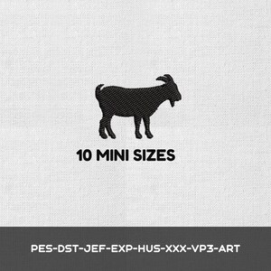 Mini Goat Embroidery Design – Farm Animal Silhouette Machine File (Instant Download)