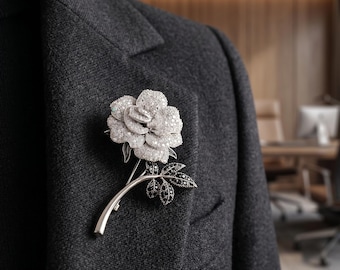Rose Collection Lapel Pin – Elegant Floral Brooch, Crystal Enamel Jewelry (Gift Box Ready)