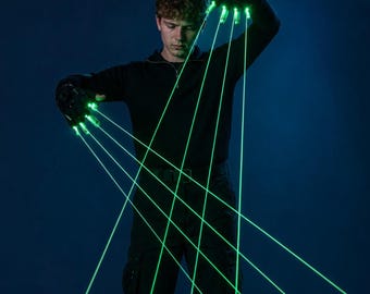 Green Laser Gloves, Rechargeable Stage Performance Accessory