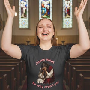 イエスが涙を流した絵画Tシャツ｜宗教的な聖句Tシャツ
