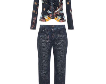 Roberto Cavalli vintage Y2K Roberto Cavalli Ensemble assorti en denim et jersey | S