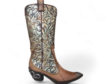 Bottes western Giuseppe Zanotti en cuir repoussé doré métallisé | UE 38 | États-Unis 8