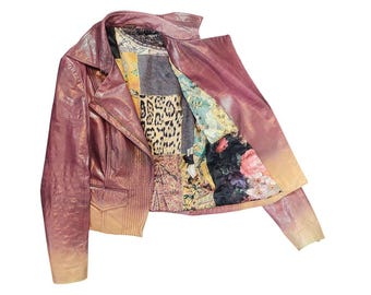 Roberto Cavalli - Blouson motard en cuir ombré métallisé an 2000 | H