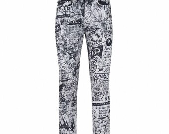 Jean en denim à imprimé graffiti intégral Dolce & Gabbana | S