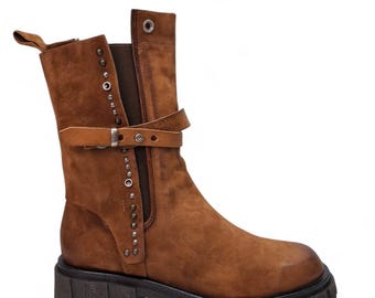 A.S.98 A.S. Bottes 98 en nubuck camel | UE 40 | 9,5 États-Unis