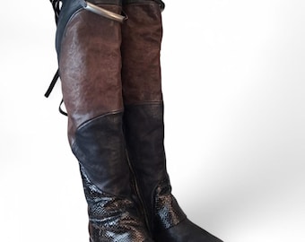 Bottes moto noires et peau de serpent A.S.98 | UE 38 | États-Unis 8
