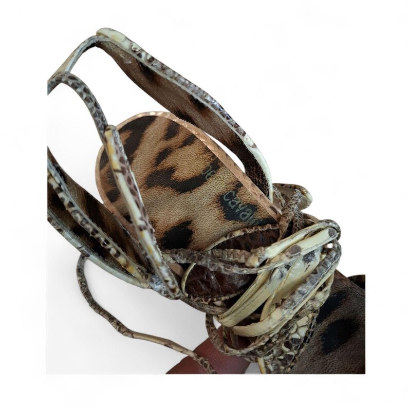 Roberto Cavalli Multicolor Python Leather Ankle Wrap Slingback Sandals | EU 37 | image 8