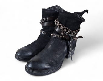 A.S.98 - Bottes kurt en métal noir | UE 40 | 9,5 États-Unis