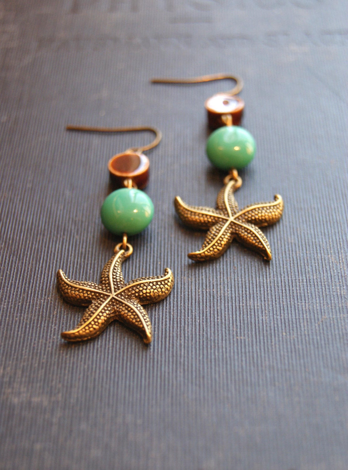 Starfish Earrings Metal Starfish Earrings Blue Sea Starfish Etsy