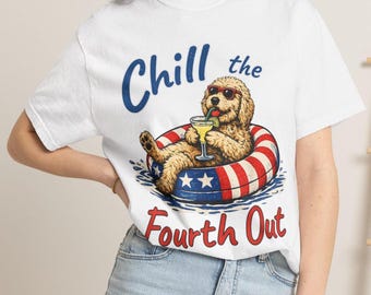 Goldendoodle Dog Lover T-Shirt, Patriotic 4th of July Graphic Tee