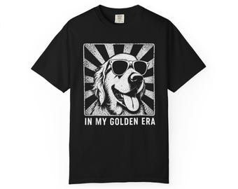 Camiseta engraçada com estampa de Golden Retriever dos anos 70.