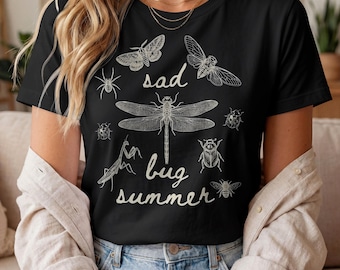 Sad Bug Summer Shirt, The Last of the Bugs Shirt, Bug Tee, The Charming Paddock, Cottagecore Insect Shirt, Minimal Nature Gift for Her