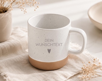 Personalisierter Tasse mit Text nach Wahl - Gravierter Keramikbecher - Personalisiertes Geschenk - Geschenk Tasse mit eigenen Wunschtext