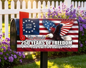 Capa para Caixa de Correio Comemorativa do 250º Aniversário dos EUA em 2026, Envoltório Patriótico para Caixa de Correio do 4 de Julho, Decoração de Jardim para o Dia da Independência, Capa para Caixa de Correio com a Bandeira Americana