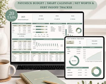 UK Budget Spreadsheet | Council Tax Direct Debits | Google Sheets Excel | Monthly Planner Debt Tracker Net Worth GBP