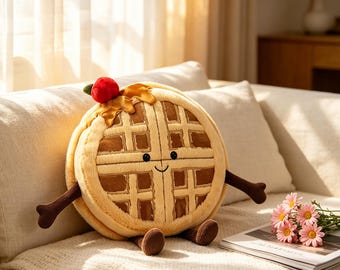 Schattige Jellycat Amuseable Wafelknuffel, Zacht Gevuld Ontbijtspeelgoed Met Aardbei, Siroop, Ideaal Pluche Cadeau