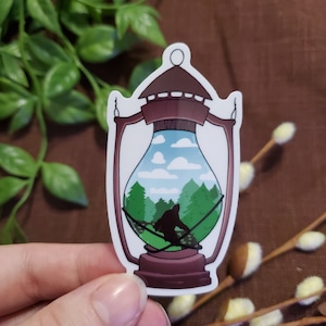 CLEAR Sasquatch Big Foot Lantern vinyl Sticker| Gift | Fruit Sticker | Summer Fun | Cryptid | Laptop | Notebook | Journal