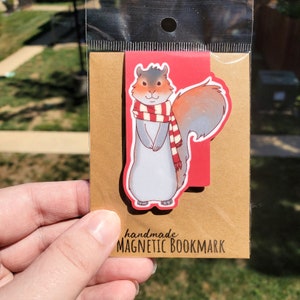Red Squirrel With Scarf Magnetic Bookmark