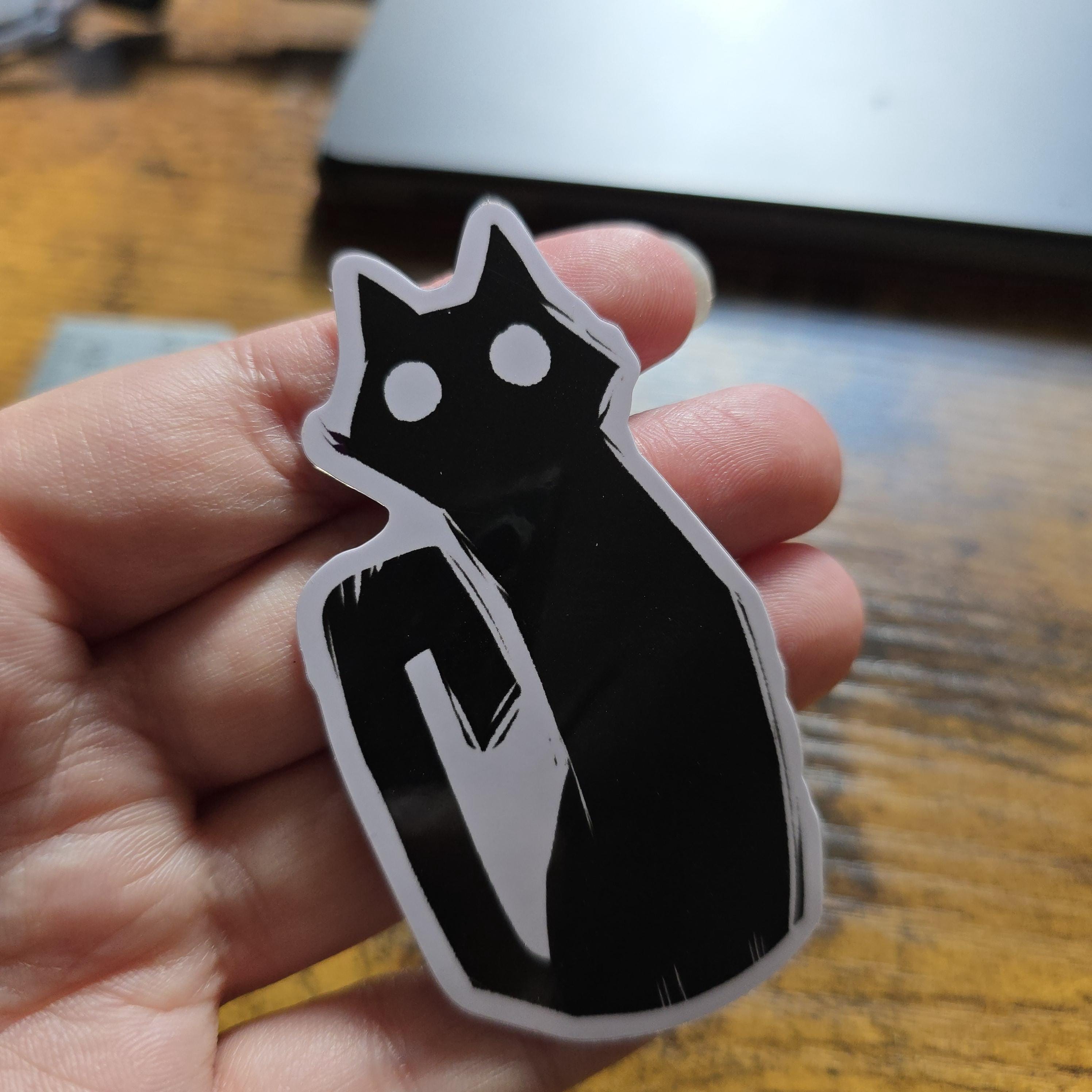 Black Cat Vinyl Sticker - Etsy