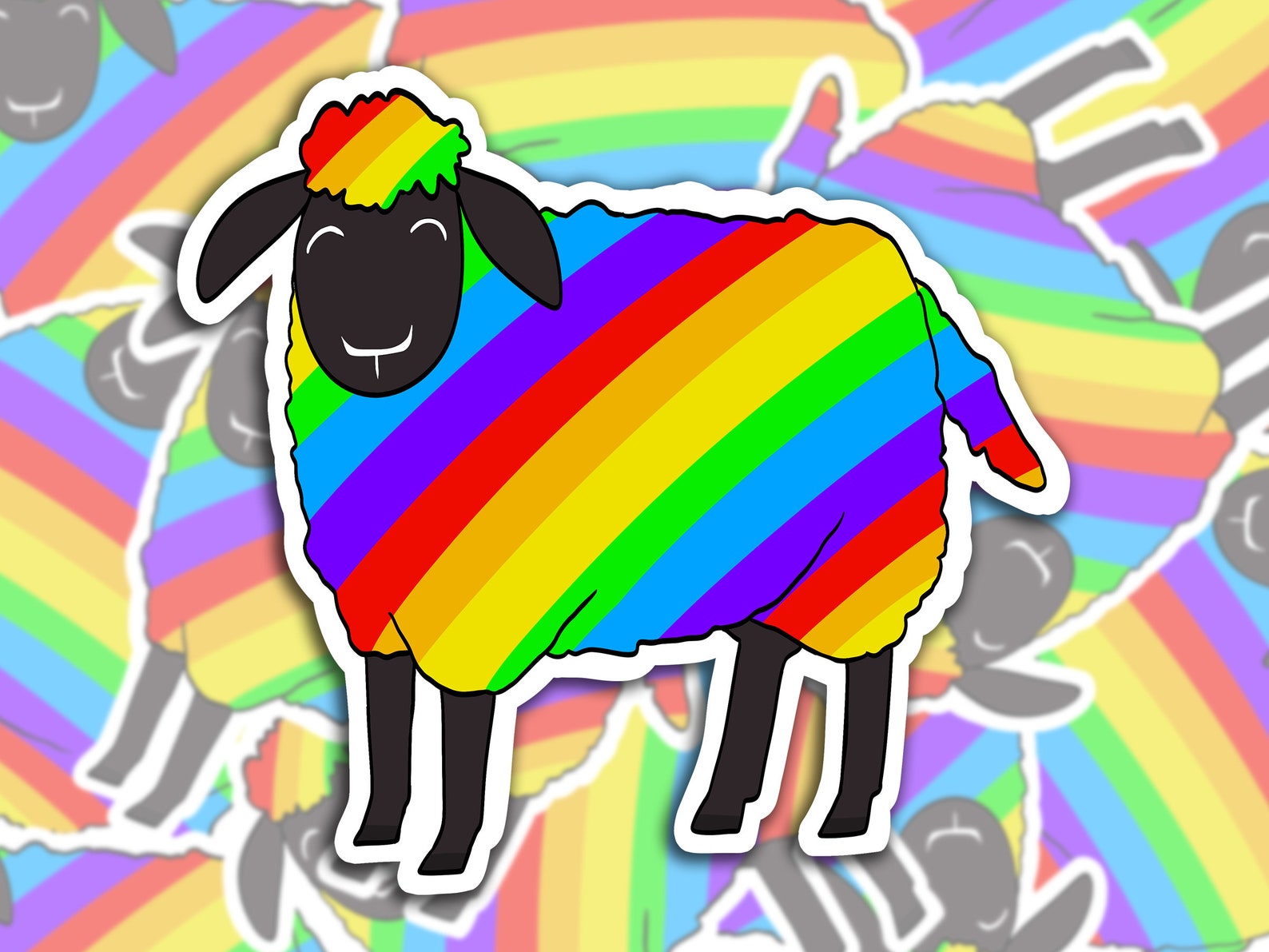 Rainbow Sheep Waterproof Vinyl Sticker for Tumbler Laptop Etsy