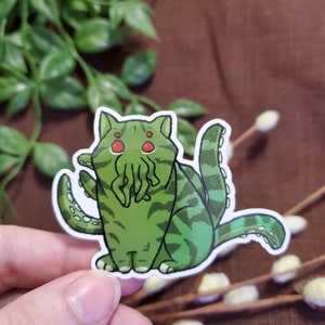 Cathulhu (Cat Cthulhu) Elder Feline God Vinyl Sticker | Gift | Tabletop Game | Lovecraft | Cryptid | Laptop | Notebook | Journal