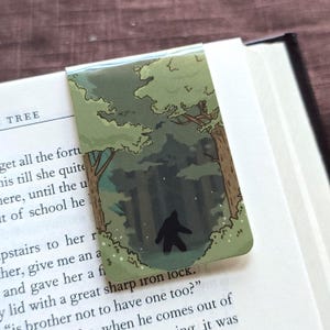 Bigfoot Walking in Pine Forest Magnetic Bookmark