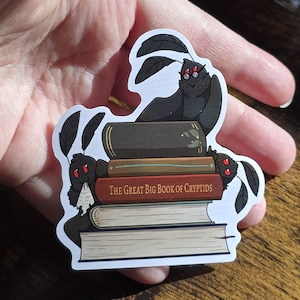 Three Mothman in the Library | Gift | Cryptid | Fun | Laptop | Journal | Notebook | Geek | Nerd | Decal