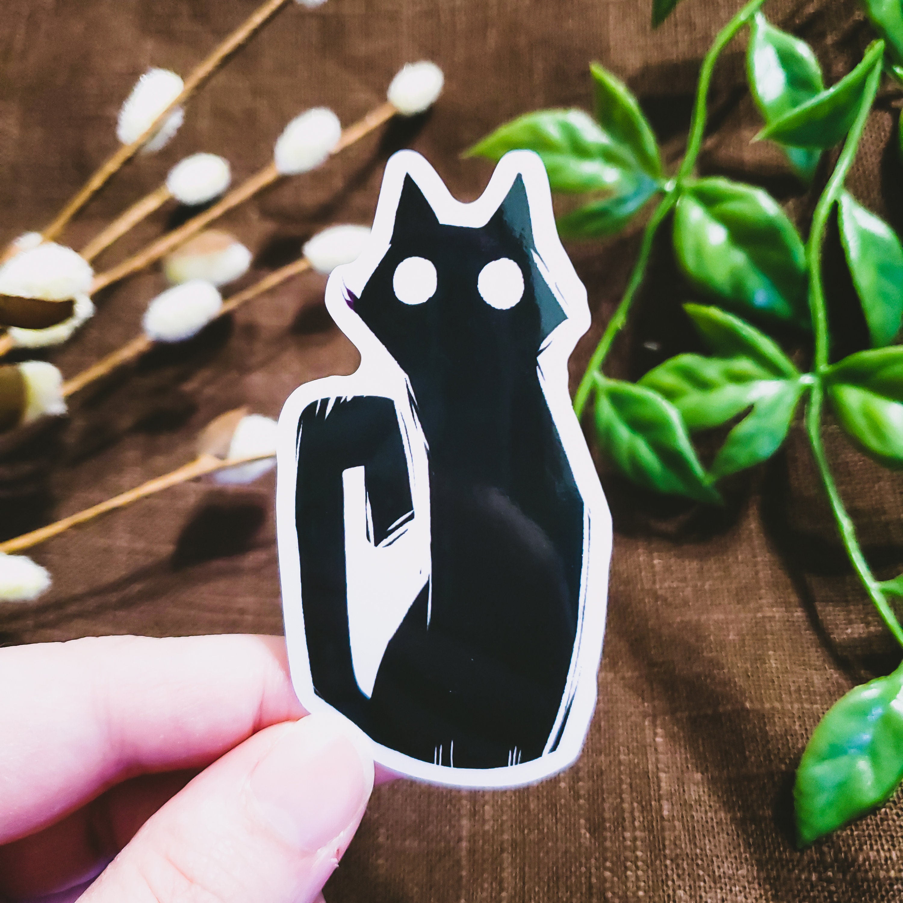 Black Cat Vinyl Sticker - Etsy