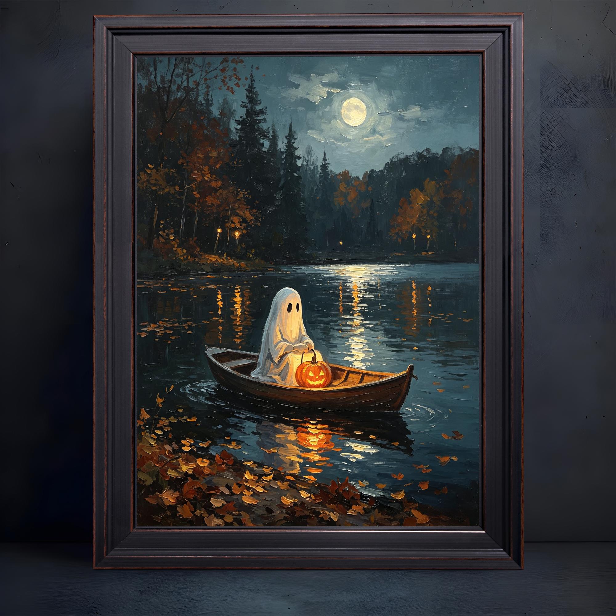 Moon and Boat Painting - Etsy