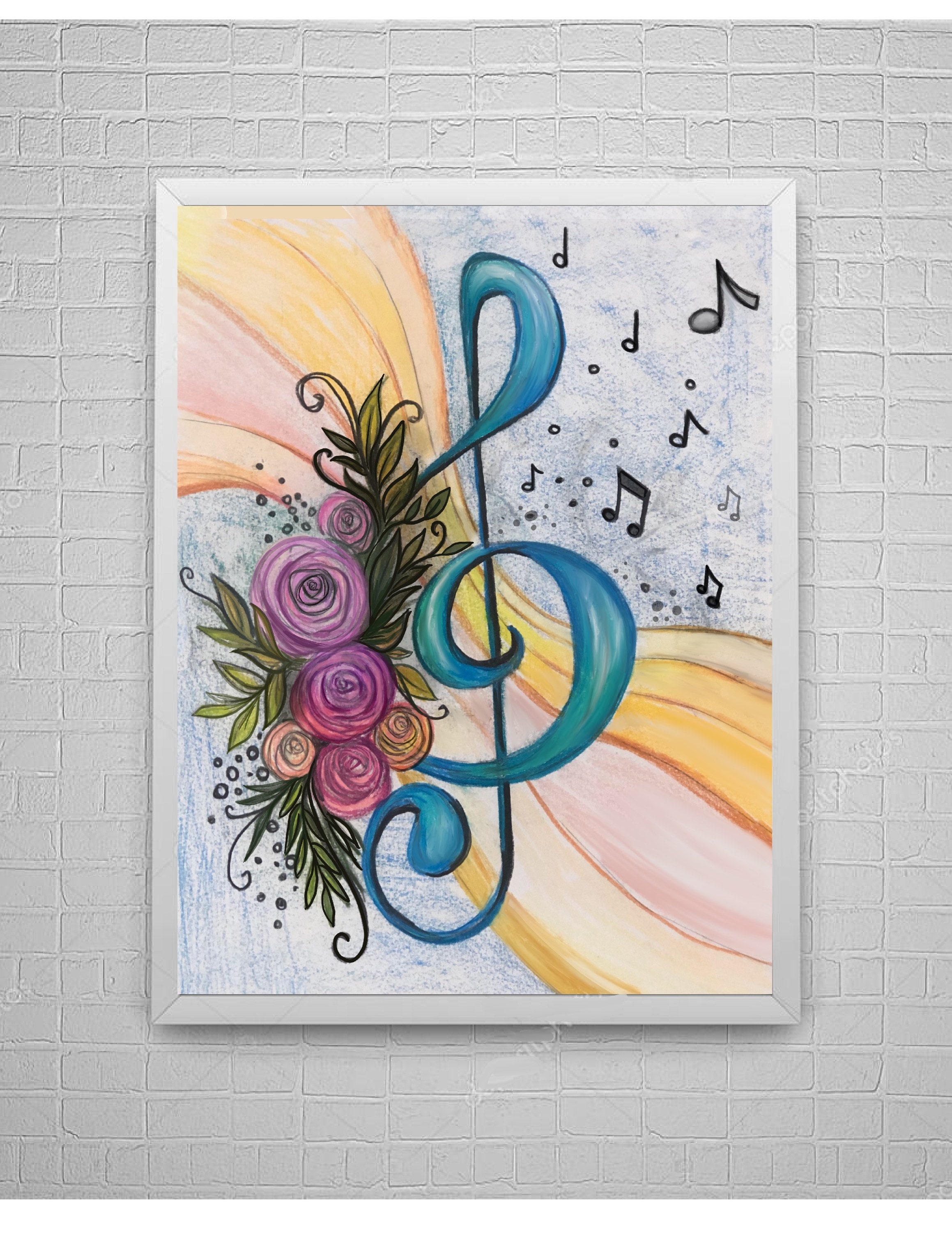 Treble in Paradise - Music Art Print - Treble Clef- Music Teacher
