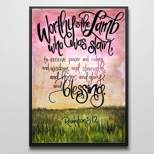 Worthy is the Lamb bible verse art print