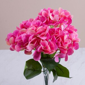 Buquê de Hortênsias de Látex 44 cm · Hortênsia Artificial Realista · Arranjo de Hortênsias Artificiais 23 cm · Haste de Hortênsia Gigante com Toque Real