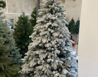 Árbol de Navidad nevado de 220 cm — Abeto artificial realista moldeado en PE con efecto nieve, frondoso y esponjoso, decoración navideña para interiores, varios tamaños de árbol de Navidad