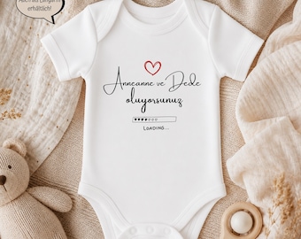 Baby Body Schwangerschaft verkünden türkisch Anneanne ve Dede | Dede | Amca | Teyze | Hala | aus 100 % Bio Baumwolle | Baba oluyorsun