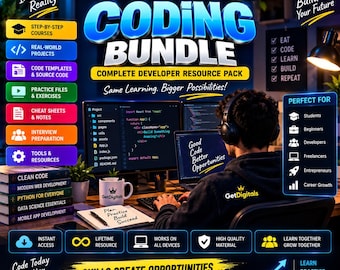 Paquete completo de codificación: Guías para aplicaciones, web y Python (Descarga digital)