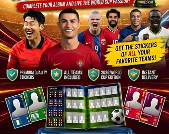 Pegatinas imprimibles del Mundial 2026 / Álbum en PDF +900 pegatinas de fútbol / Los 48 equipos / Descarga instantánea de cromos de fútbol del Mundial 2026