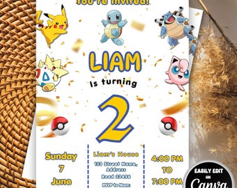 Editable Pokemon Birthday Invitation | Pokemon Card Birthday Invite | Birthday Party Invite Template | Personalized Digital Template