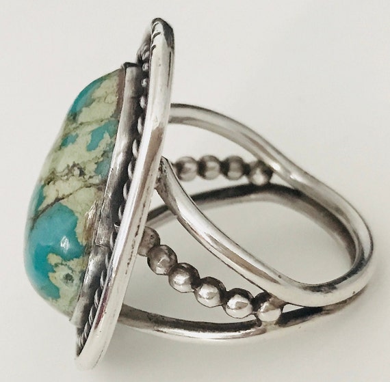 Vintage Cerrillos Turquoise Ring Sterling Silver … - image 7