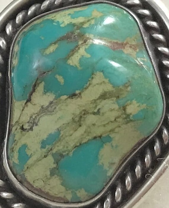 Vintage Cerrillos Turquoise Ring Sterling Silver … - image 5