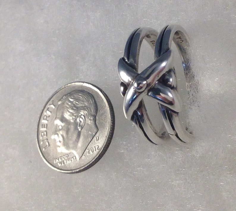 Crossover Double Band Ring 925 Sterling Silver Southwestern Artisan Crafted Vintage 1980/'s Signed
