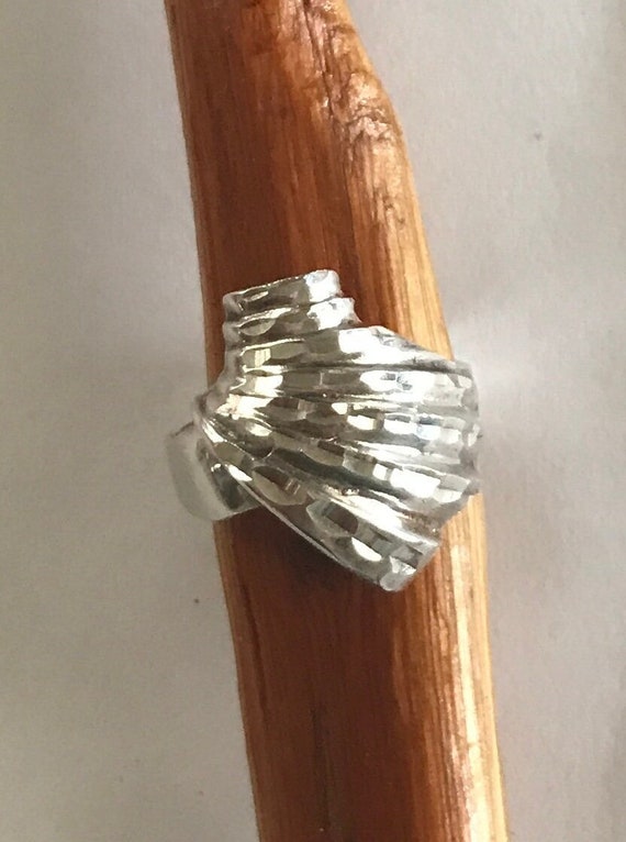 Conch Shell Ring Sterling Silver Designed Diamond 